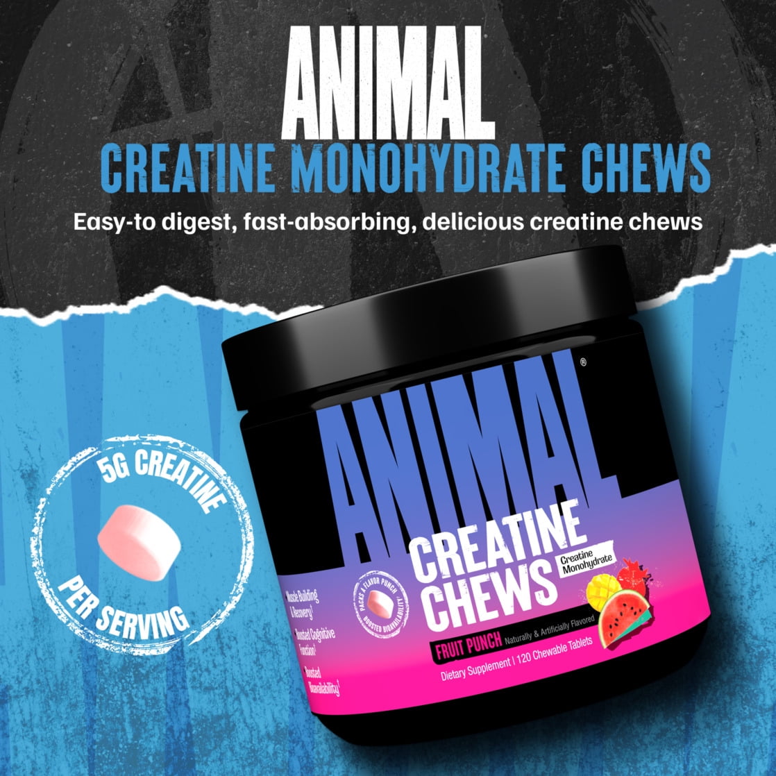 Animal Creatina Masticable Ponche De Frutas 30 Piezas