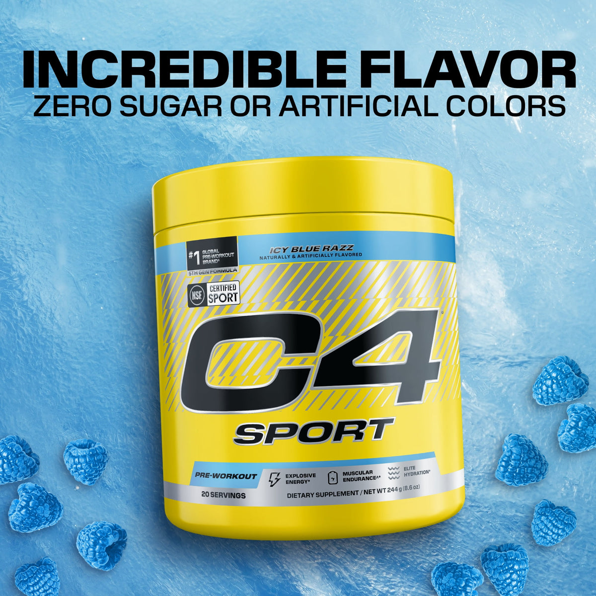 C4 Sport Pre Entreno Icy Blue Razz 20 Porciones