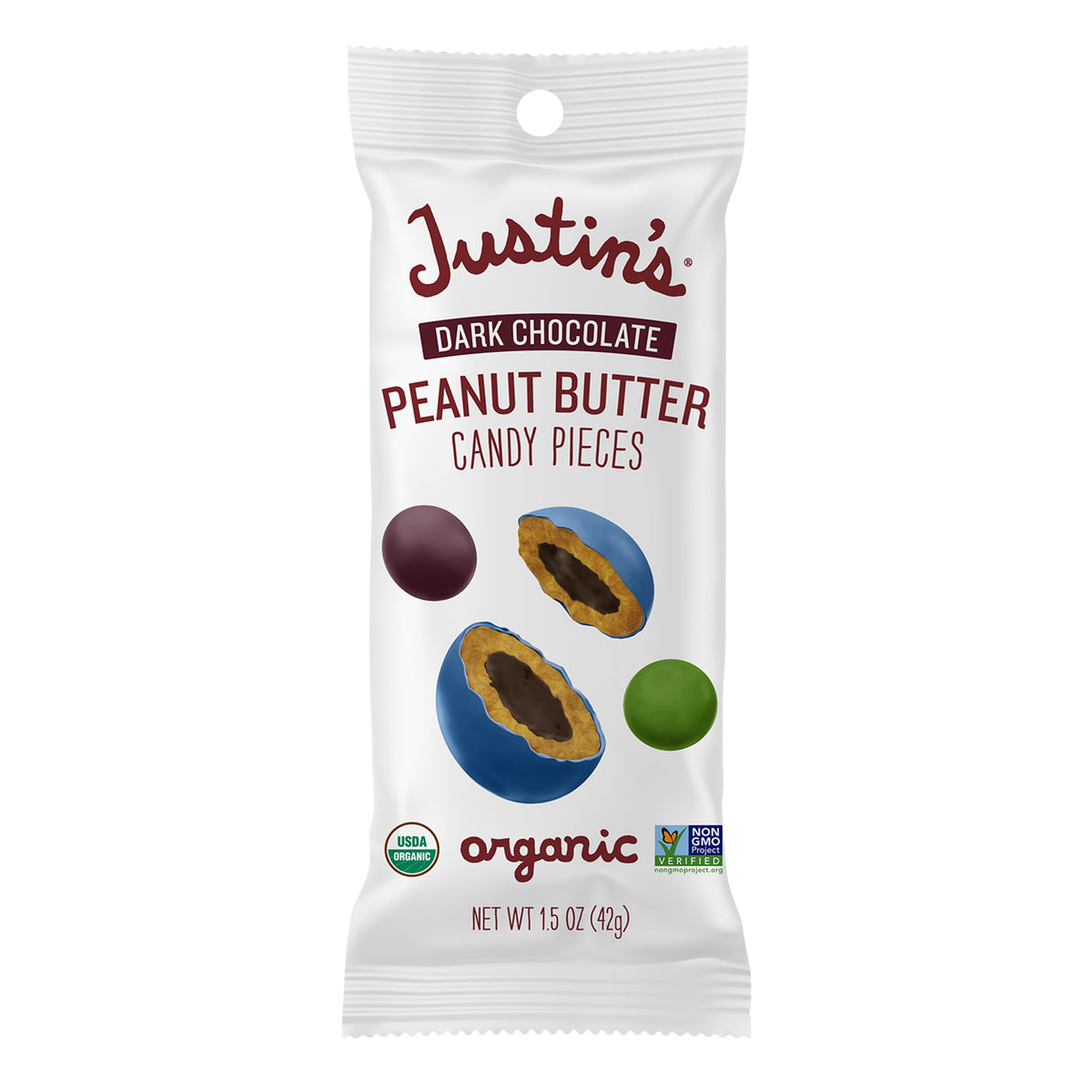 Justin's Bocaditos de Chocolate Amargo con Crema de Cacahuate Orgánicos 43 g