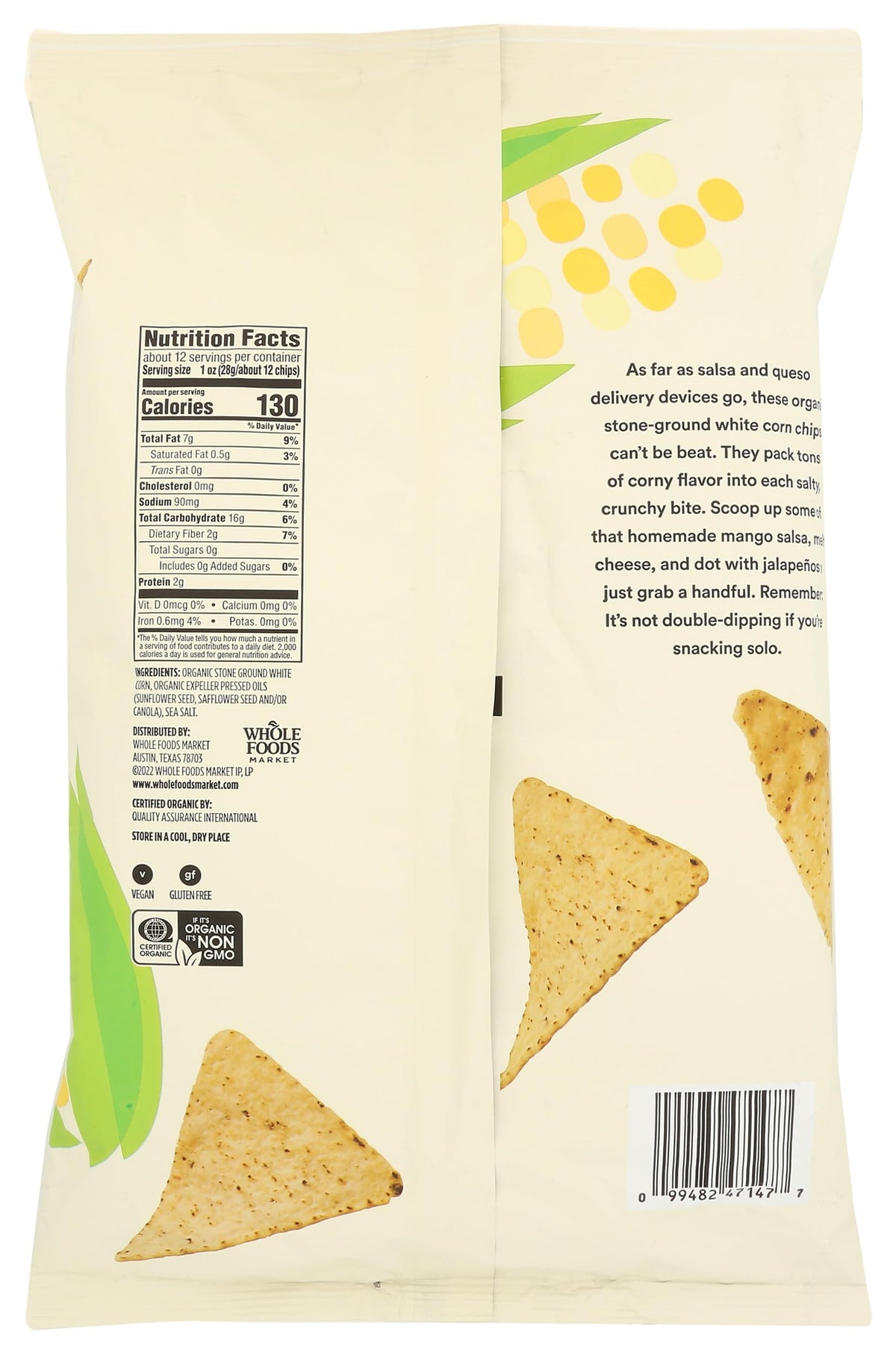 365 Totopos de Maíz Blanco Orgánicos 340 g