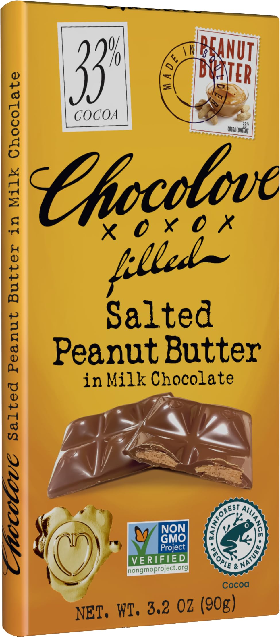 Chocolove Barra de Chocolate con Leche y Crema de Cacahuate Salada 90 g