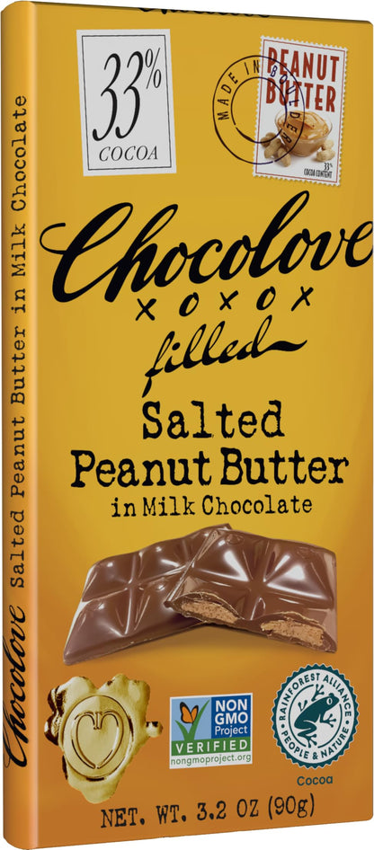 Chocolove Barra de Chocolate con Leche y Crema de Cacahuate Salada 90 g