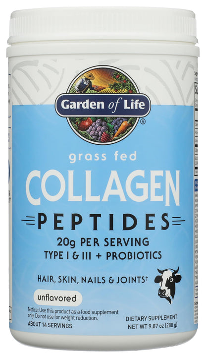Garden of Life Péptidos de Colágeno de Res Alimentada con Pasto Sin Sabor 280 g