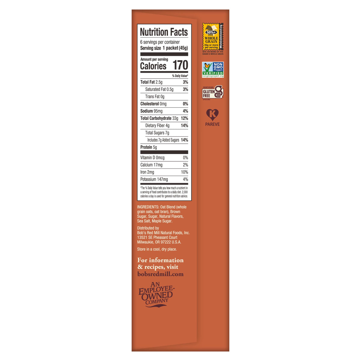 Bob's Red Mill Avena Instantánea Maple y Azúcar Morena 270 g