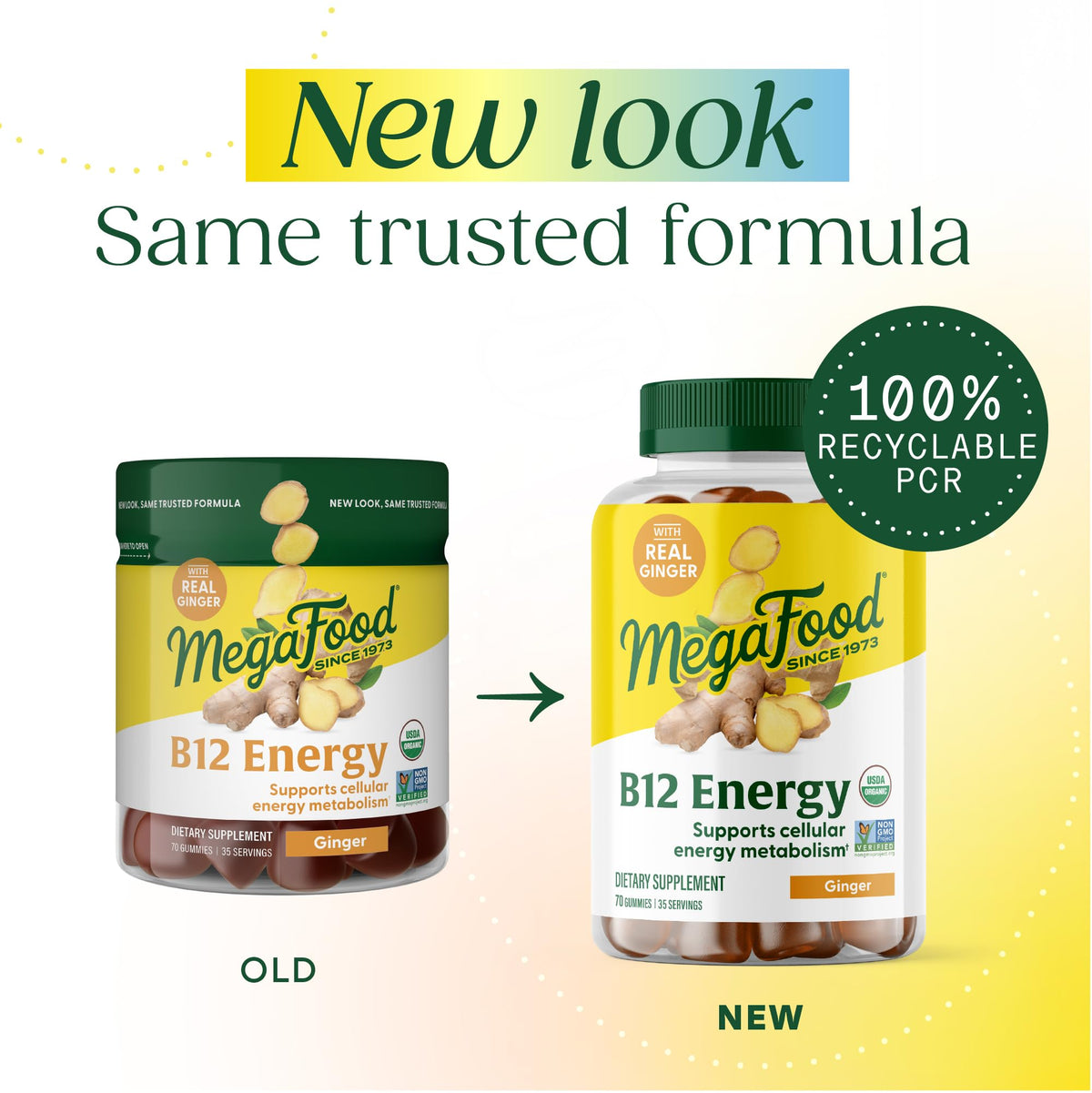 MegaFood Gomitas Energy B12 Orgánicas Sabor Jengibre 70 Piezas