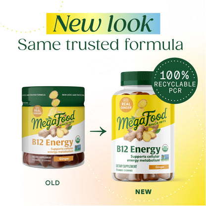 MegaFood Gomitas Energy B12 Orgánicas Sabor Jengibre 70 Piezas