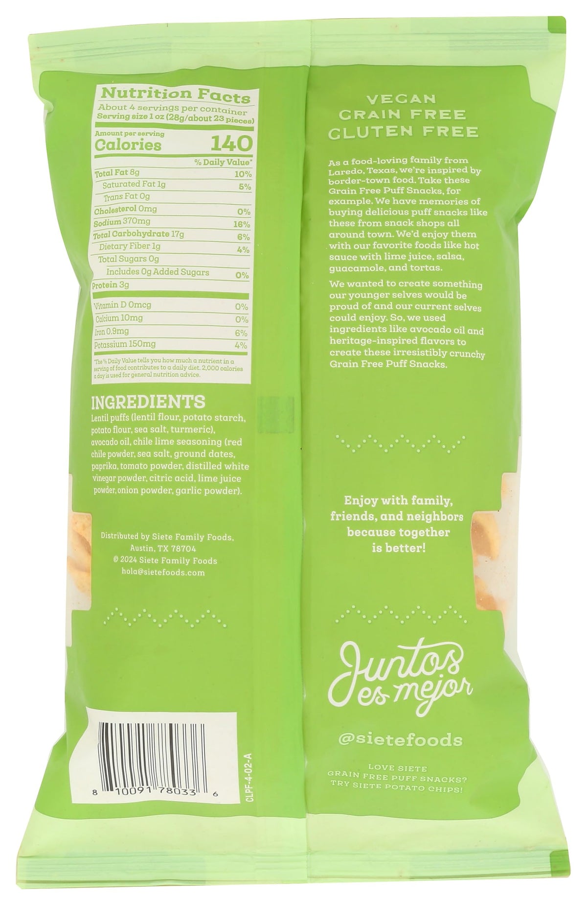 Siete Bolitas de Yuca Sabor Chile y Limón Sin Granos 113 g