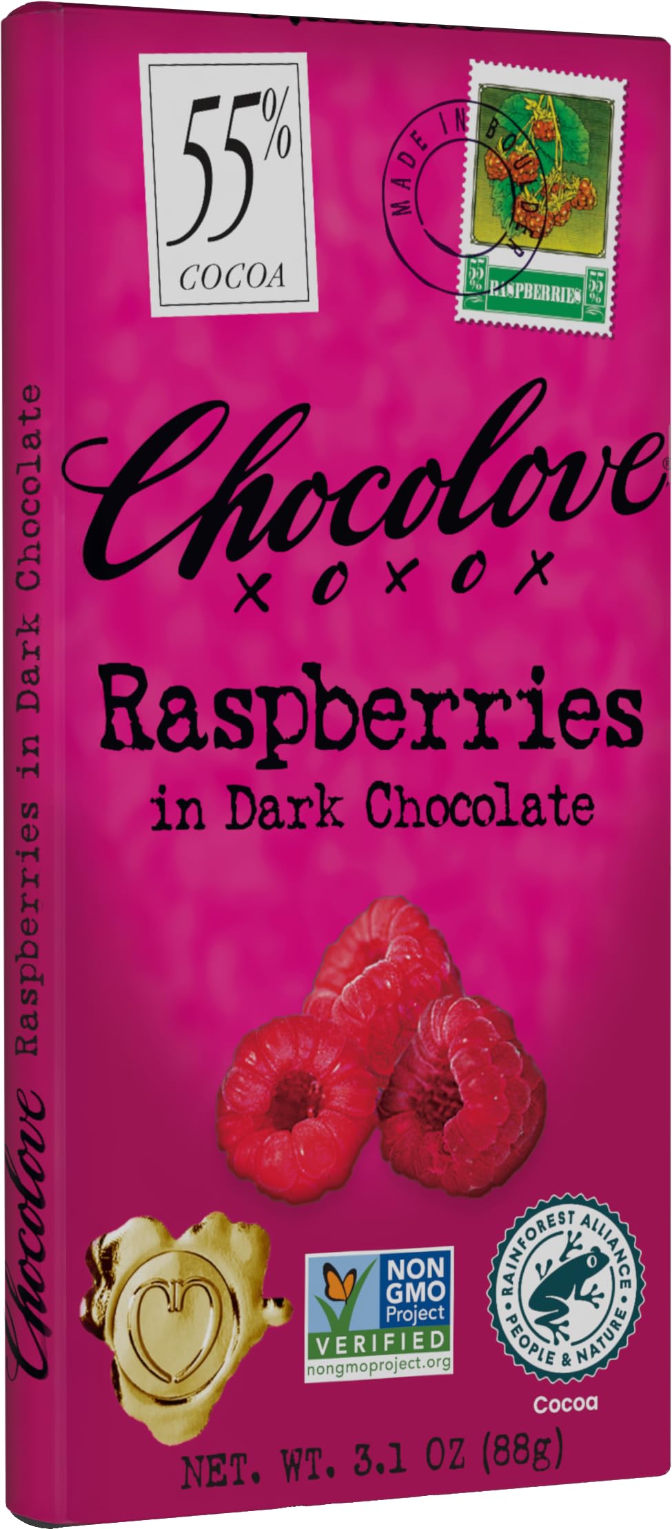 Chocolove Barra de Chocolate Amargo con Frambuesa 88 g