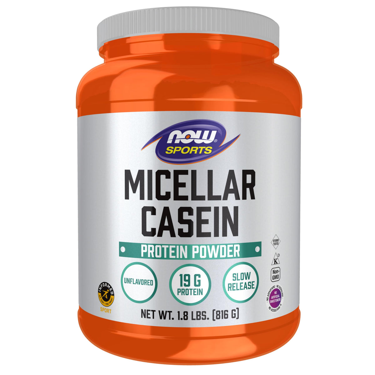 NOW Sports Caseina Micelar Proteina Sin Sabor 1.8 Lb