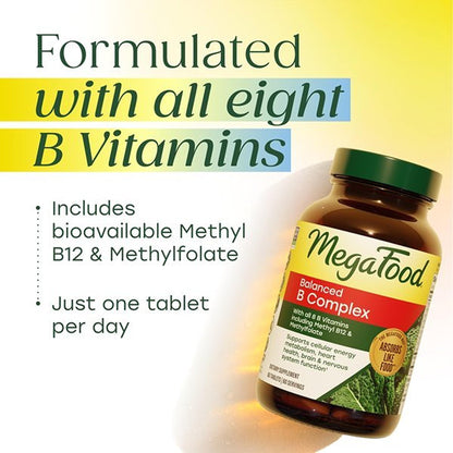 MegaFood Balanced B Complex Complejo B 90 Tabletas