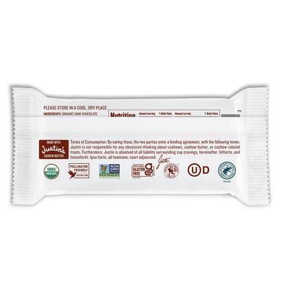 Justin's Taza de Chocolate Amargo con Crema de Nuez de La India Orgánica 40 g