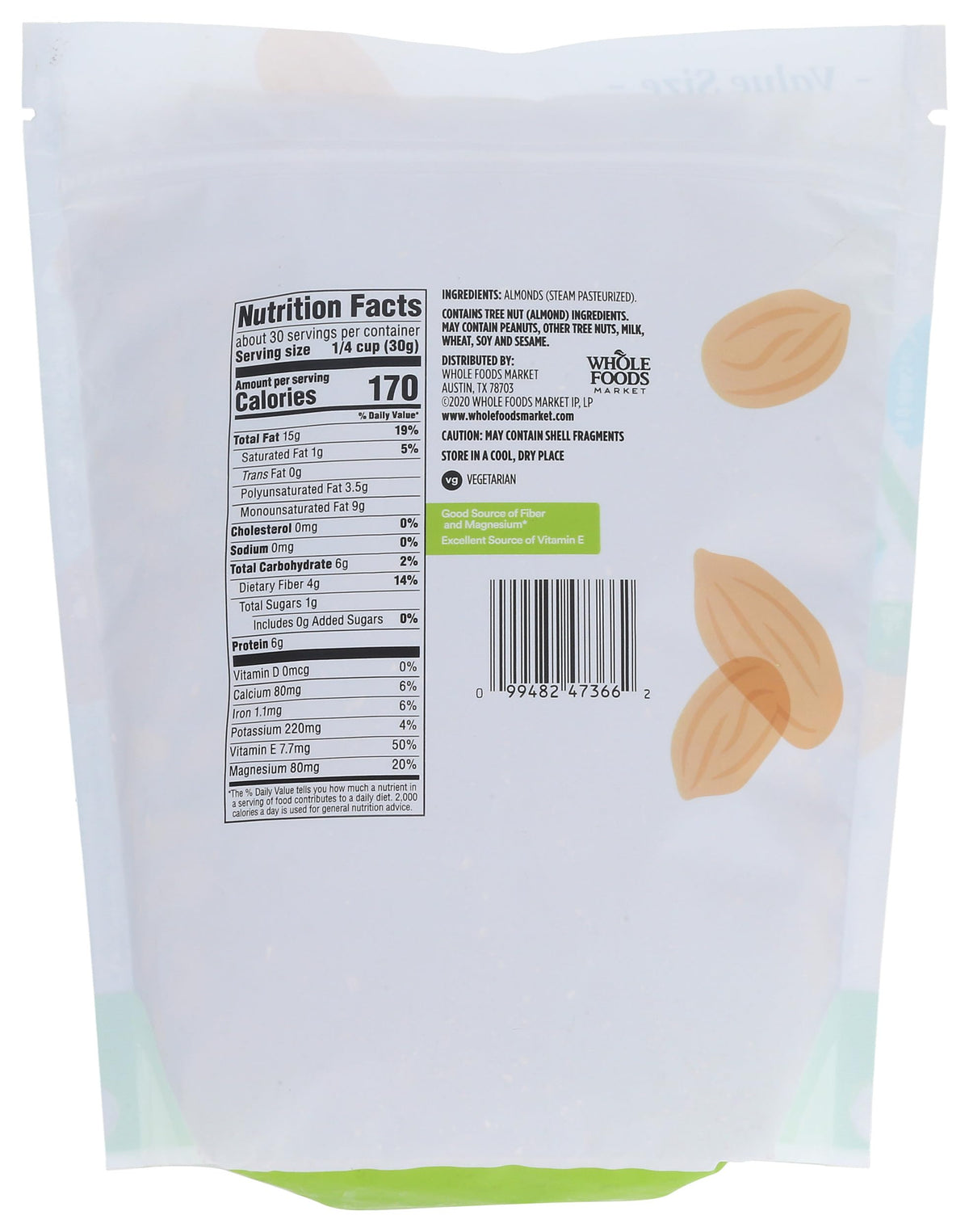 365 Almendras de California Naturales 907 g