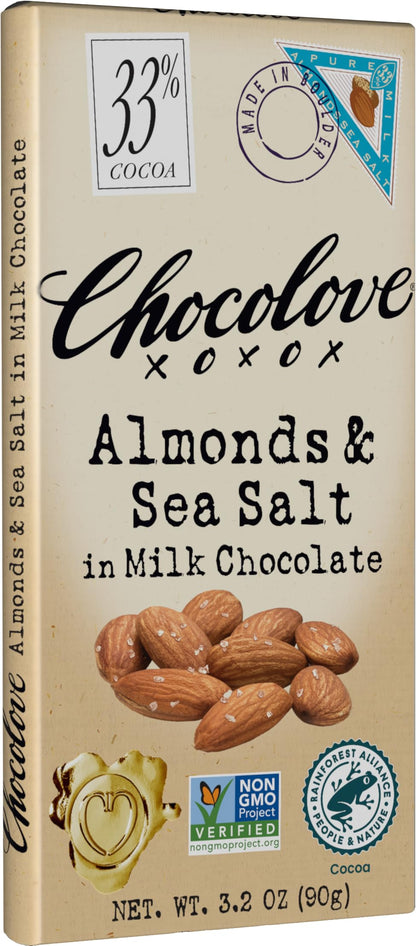 Chocolove Barra de Chocolate con Leche, Almendras y Sal de Mar 91 g