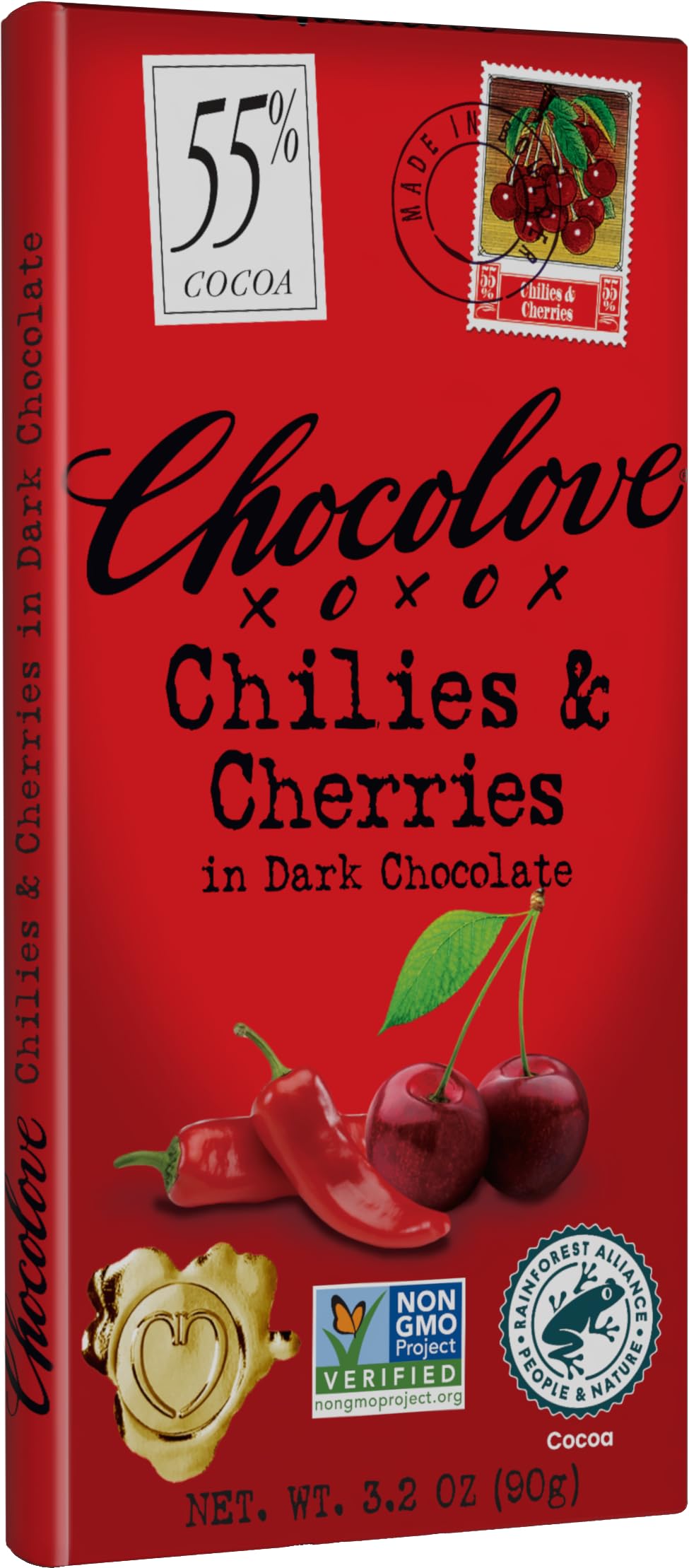 Chocolove Barra de Chocolate con Chile y Cereza Edición Limitada 91 g