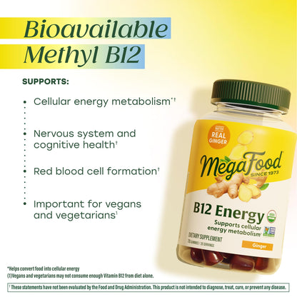 MegaFood Gomitas Energy B12 Orgánicas Sabor Jengibre 70 Piezas