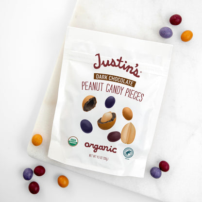 Justin's Cacahuates Cubiertos de Chocolate Amargo Orgánico 128 g