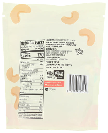 365 Nuez de La India Orgánica Tostada en Seco Sin Sal 284 g