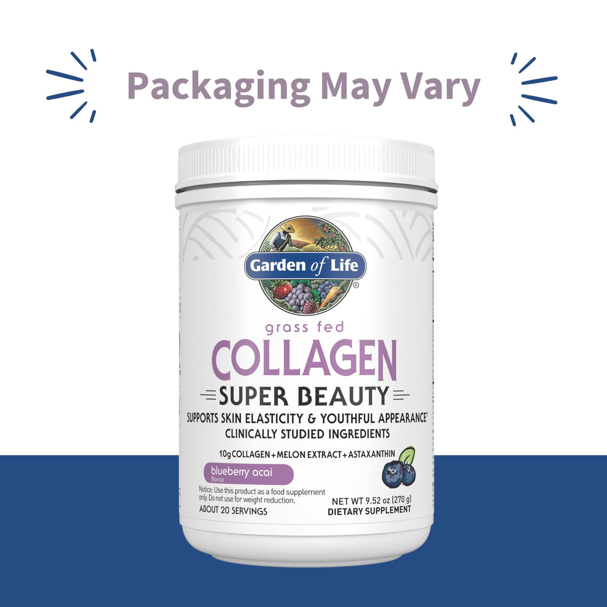 Garden of Life Colágeno Super Beauty Sabor Mora Azul y Açaí en Polvo 270 g