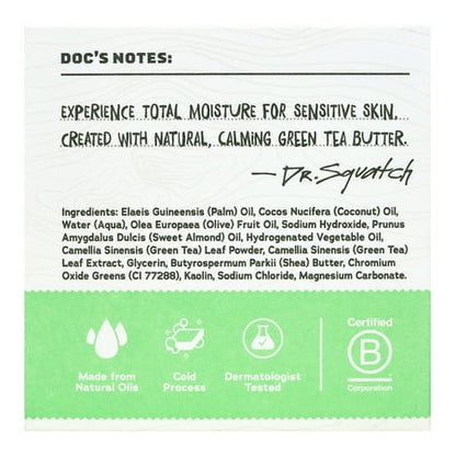 Dr. Squatch Green Tea Butter Total Moisture Natural Bar Soap for Men, 5 oz