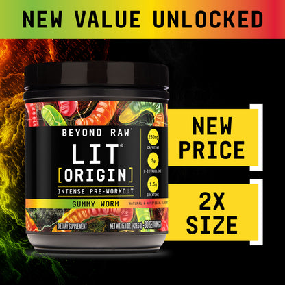 Beyond Raw LIT Origin preentreno Gummy Worm 30 porciones