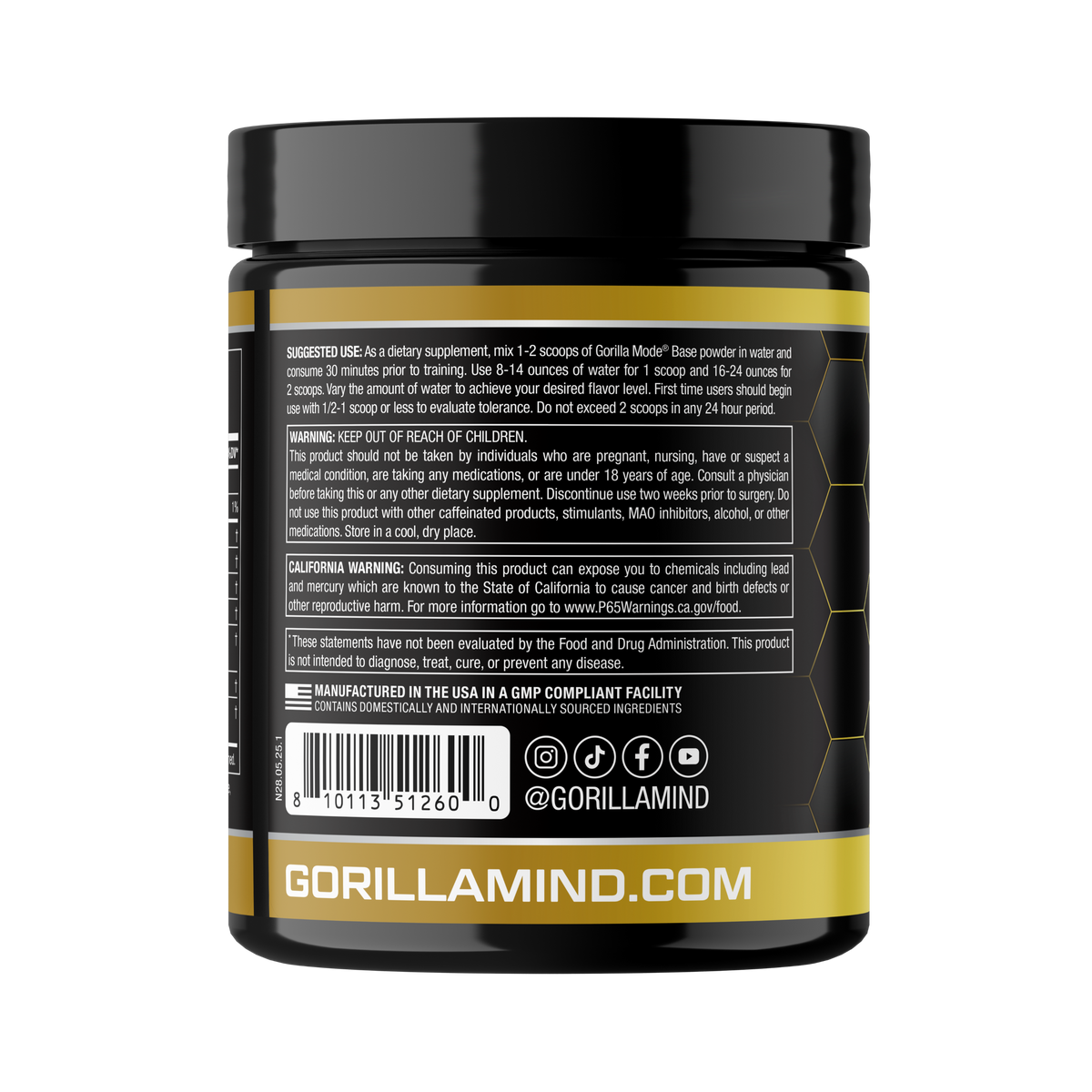 Gorilla Mind Mode Base preentreno Sour Gummy Worms 20 ct
