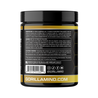 Gorilla Mind Mode Base preentreno Sour Gummy Worms 20 ct
