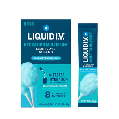 Liquid I.V. Blue Cotton Candy Electrolitos 6 Sobres