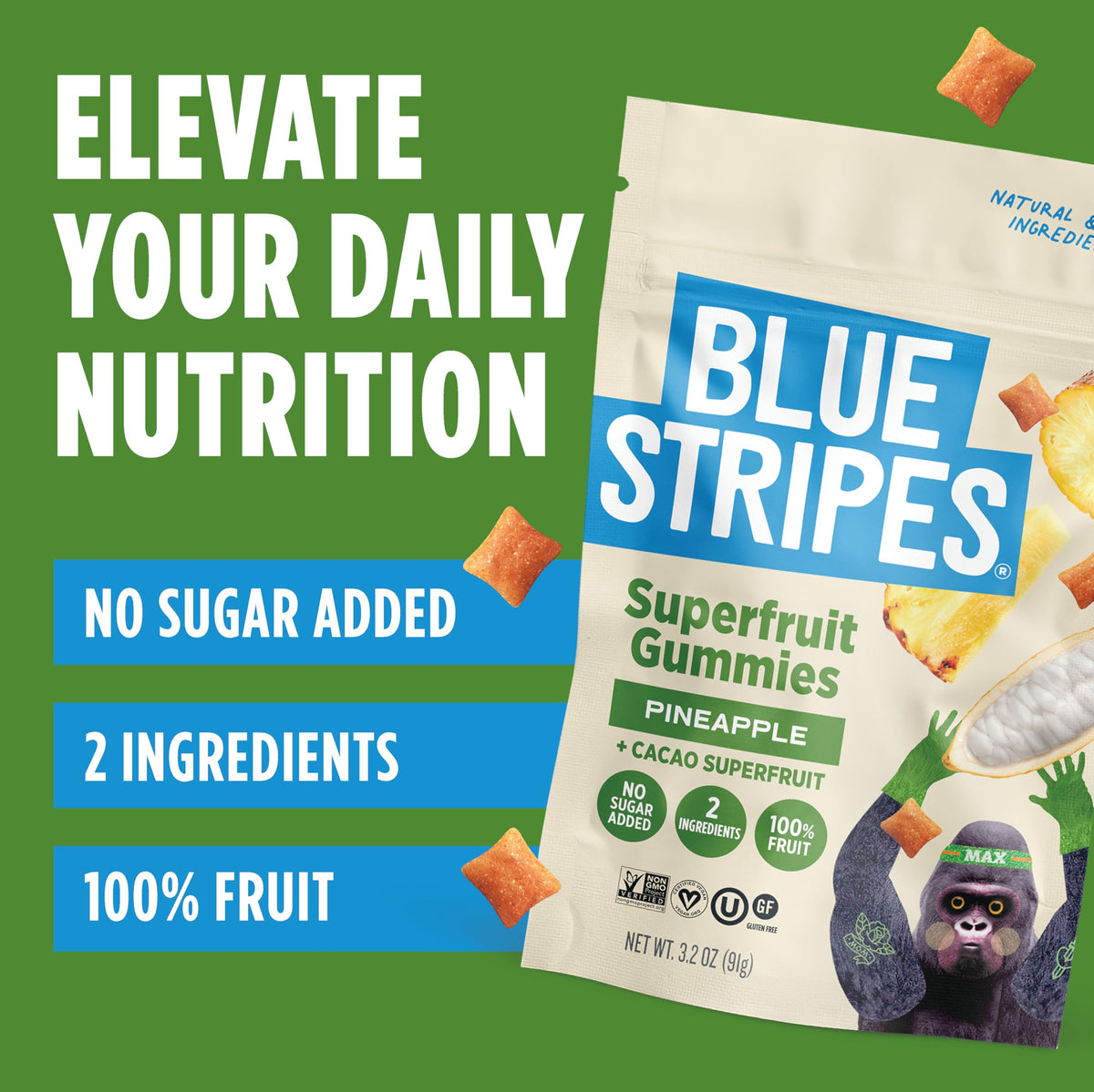 Blue Stripes Gomitas de Superfruta Piña y Cacao 91 g