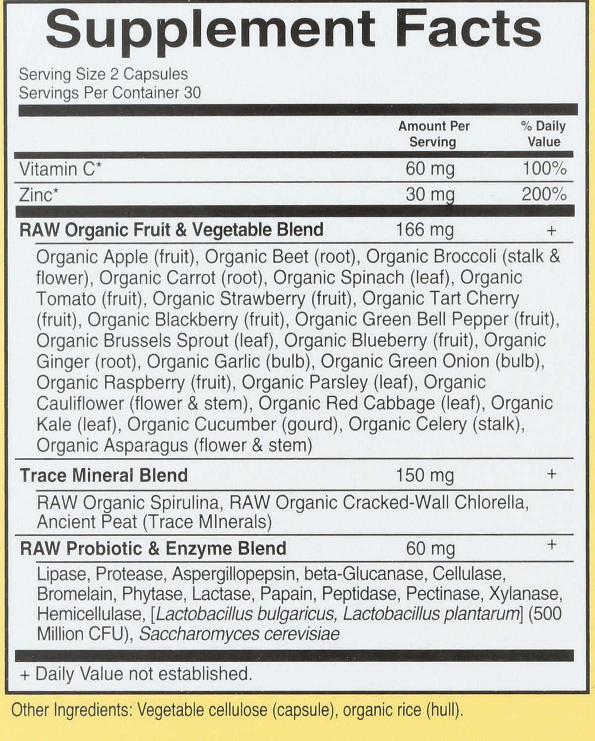 Garden of Life Vitamin Code Zinc 60 Cápsulas Veganas
