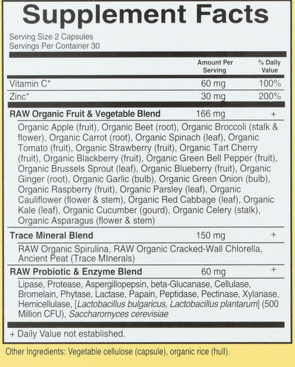 Garden of Life Vitamin Code Zinc 60 Cápsulas Veganas