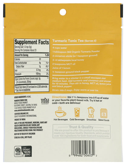 365 Cúrcuma en Polvo Orgánica Superfood 113 g