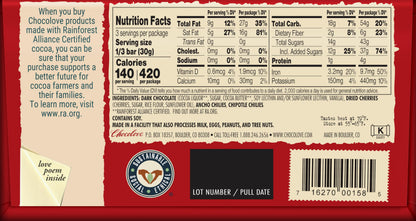 Chocolove Barra de Chocolate con Chile y Cereza Edición Limitada 91 g