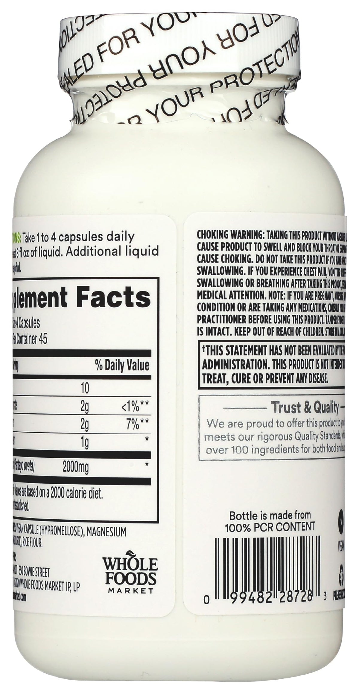 365 Psyllium Husk Cáscara de Psyllium 500 Mg 180 Cápsulas