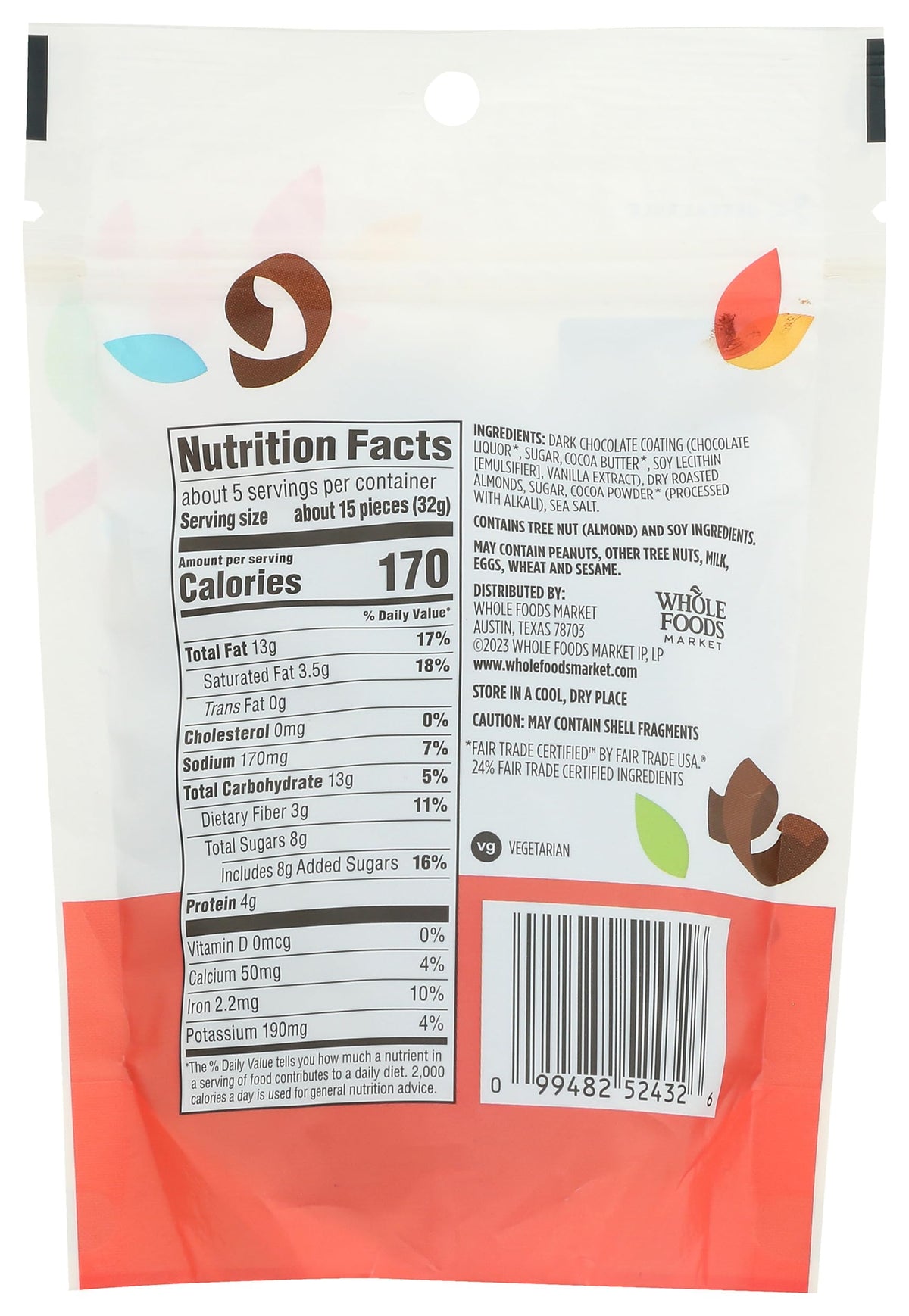 365 Almendras Cubiertas de Chocolate Amargo 170 g