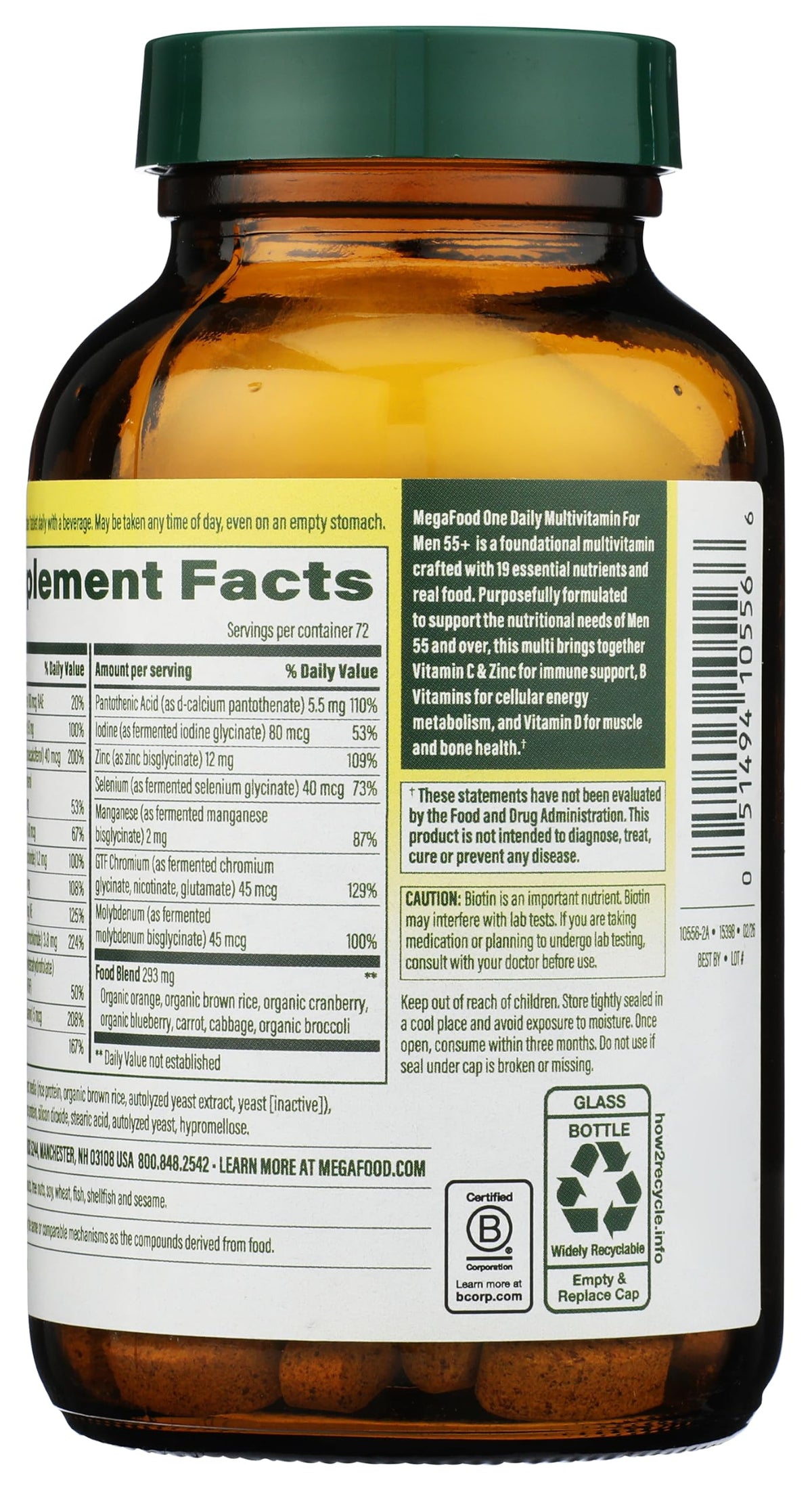 MegaFood Multivitamínico Hombre 55+ Una Al Día 72 Tabletas