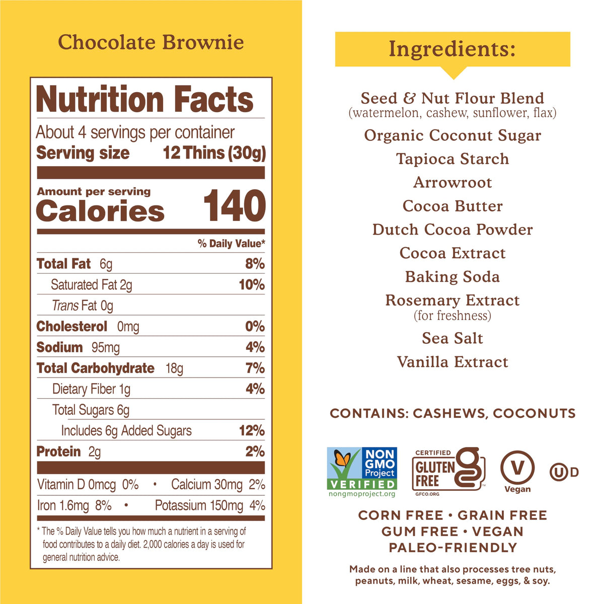 Simple Mills Galletas Delgadas de Brownie de Chocolate Sin Granos 120 g