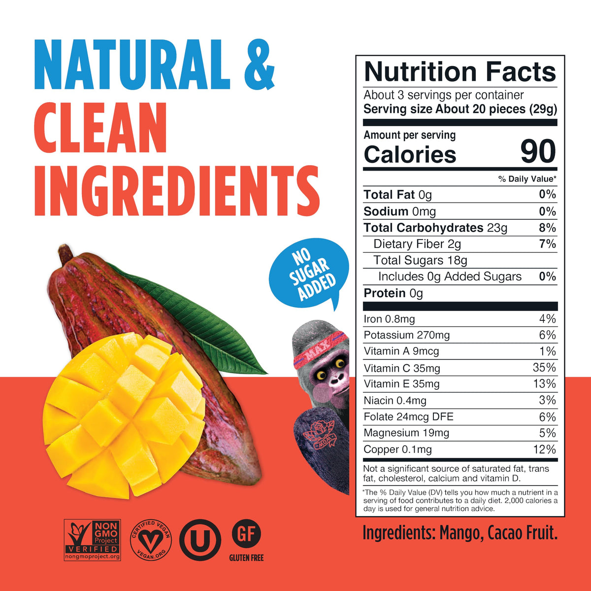 Blue Stripes Fruta de Cacao Deshidratada con Mango 91 g
