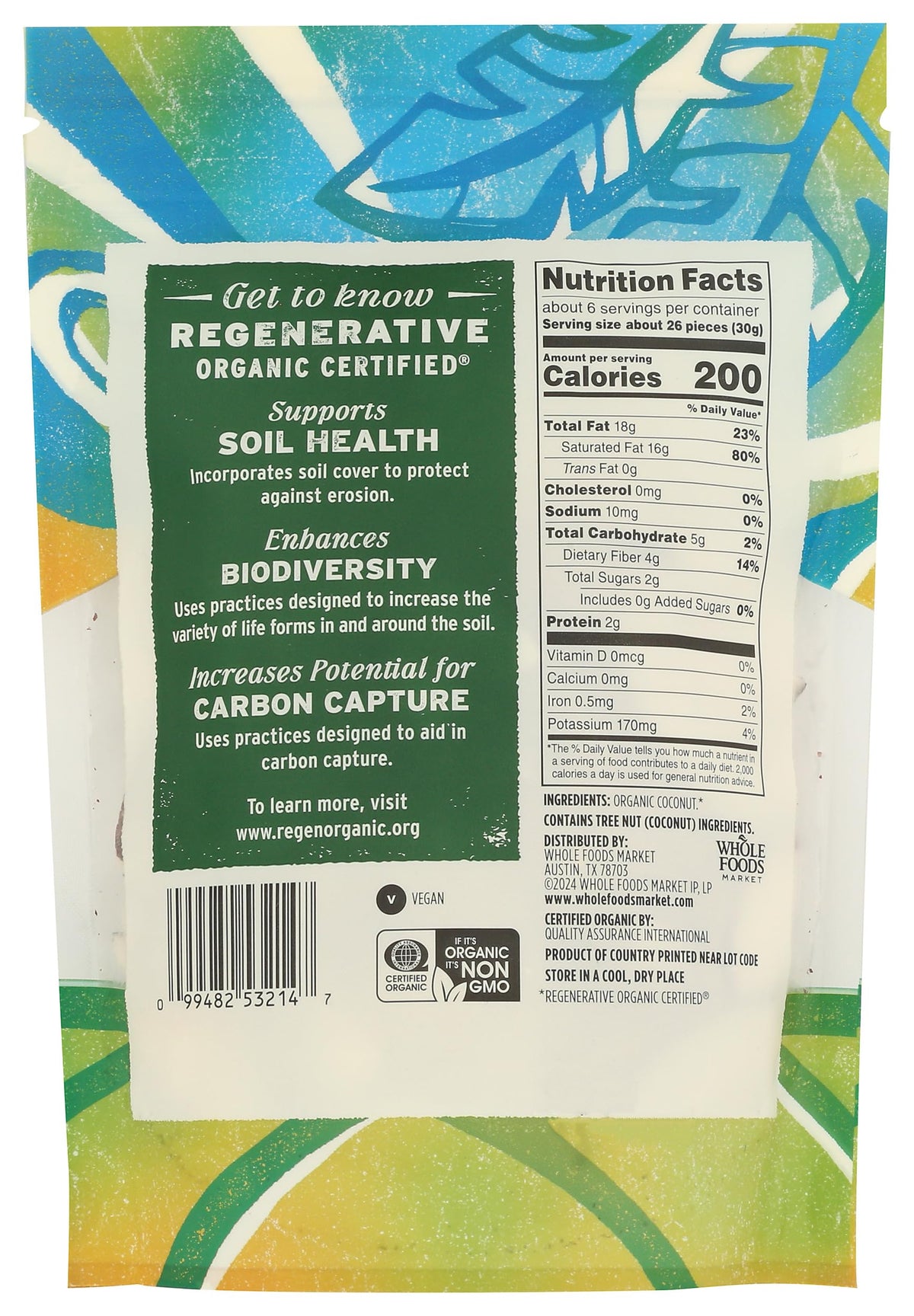Whole Foods Market Sonrisas de Coco Deshidratado Orgánico 170 g
