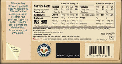 Chocolove Barra de Chocolate con Leche, Almendras y Sal de Mar 91 g
