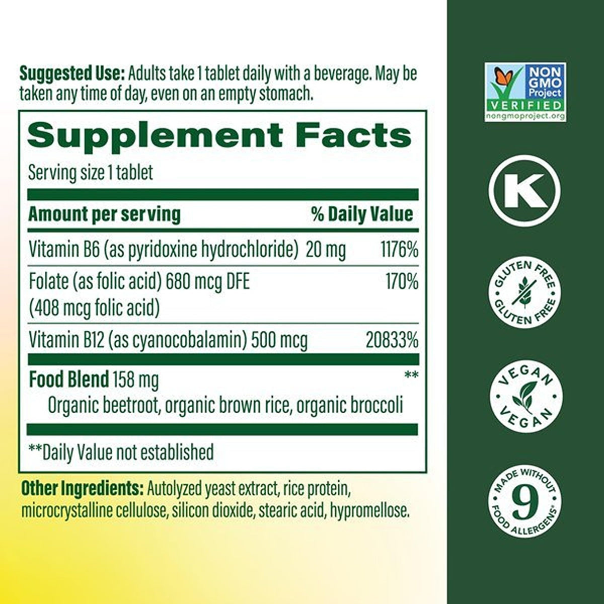MegaFood Vitamina B12 Vegana 30 Tabletas
