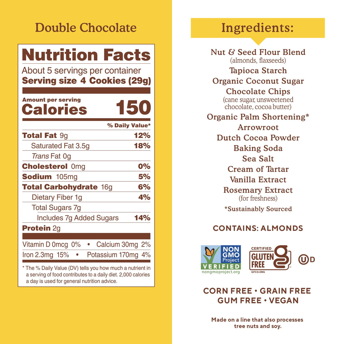 Simple Mills Galletas Crujientes Doble Chispa de Chocolate Sin Granos 156 g
