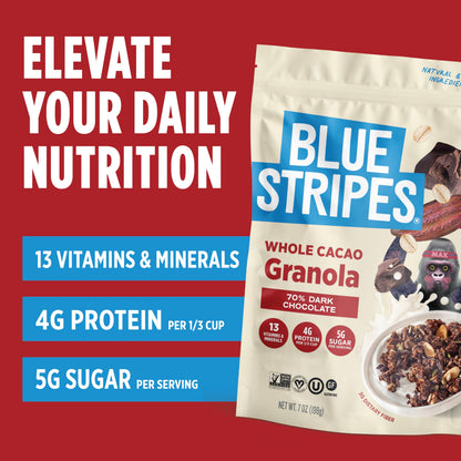 Blue Stripes Granola de Chocolate Amargo y Cacao Entero 198 g