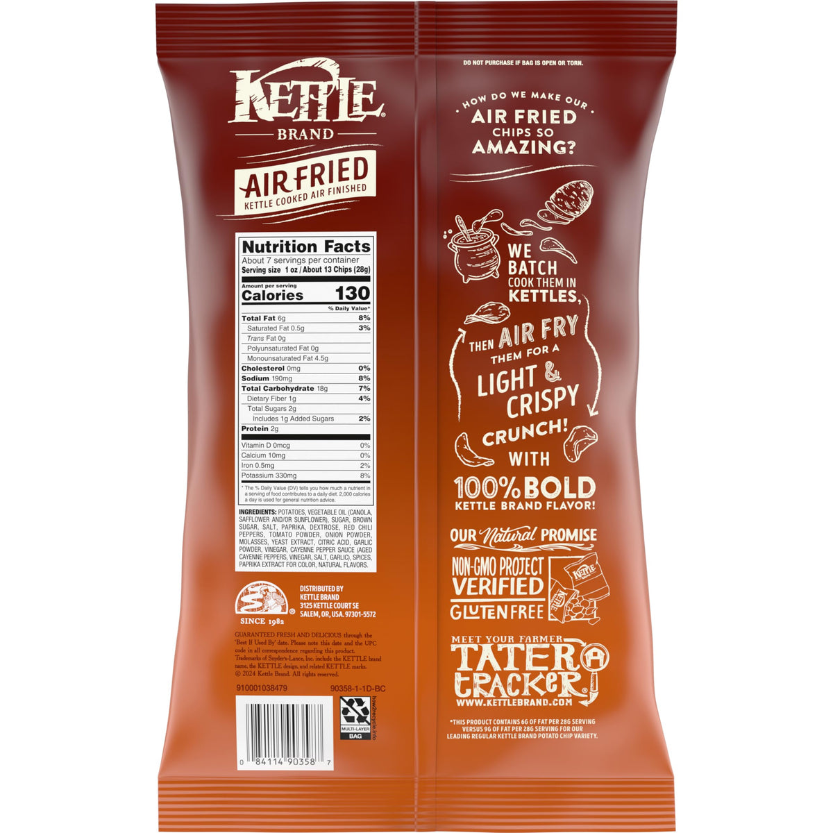 Kettle Brand Papas Air Fried Sabor Texas BBQ 184 g
