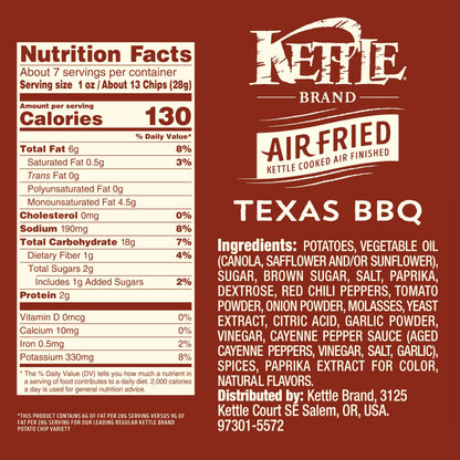 Kettle Brand Papas Air Fried Sabor Texas BBQ 184 g