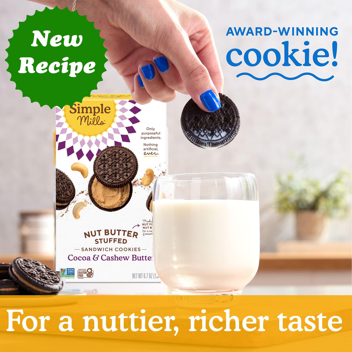 Simple Mills Galletas Rellenas de Crema de Cacao y Nuez de La India 190 g