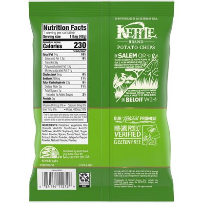 Kettle Brand Papas Fritas Sabor Jalapeño Bolsa Individual 43 g