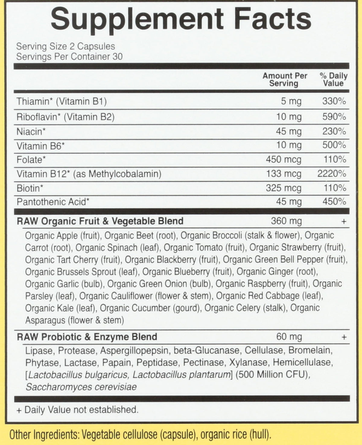 Garden of Life Vitamin Code Raw Complejo B 60 Cápsulas Vegetarianas