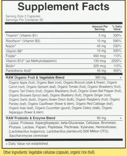 Garden of Life Vitamin Code Raw Complejo B 60 Cápsulas Vegetarianas