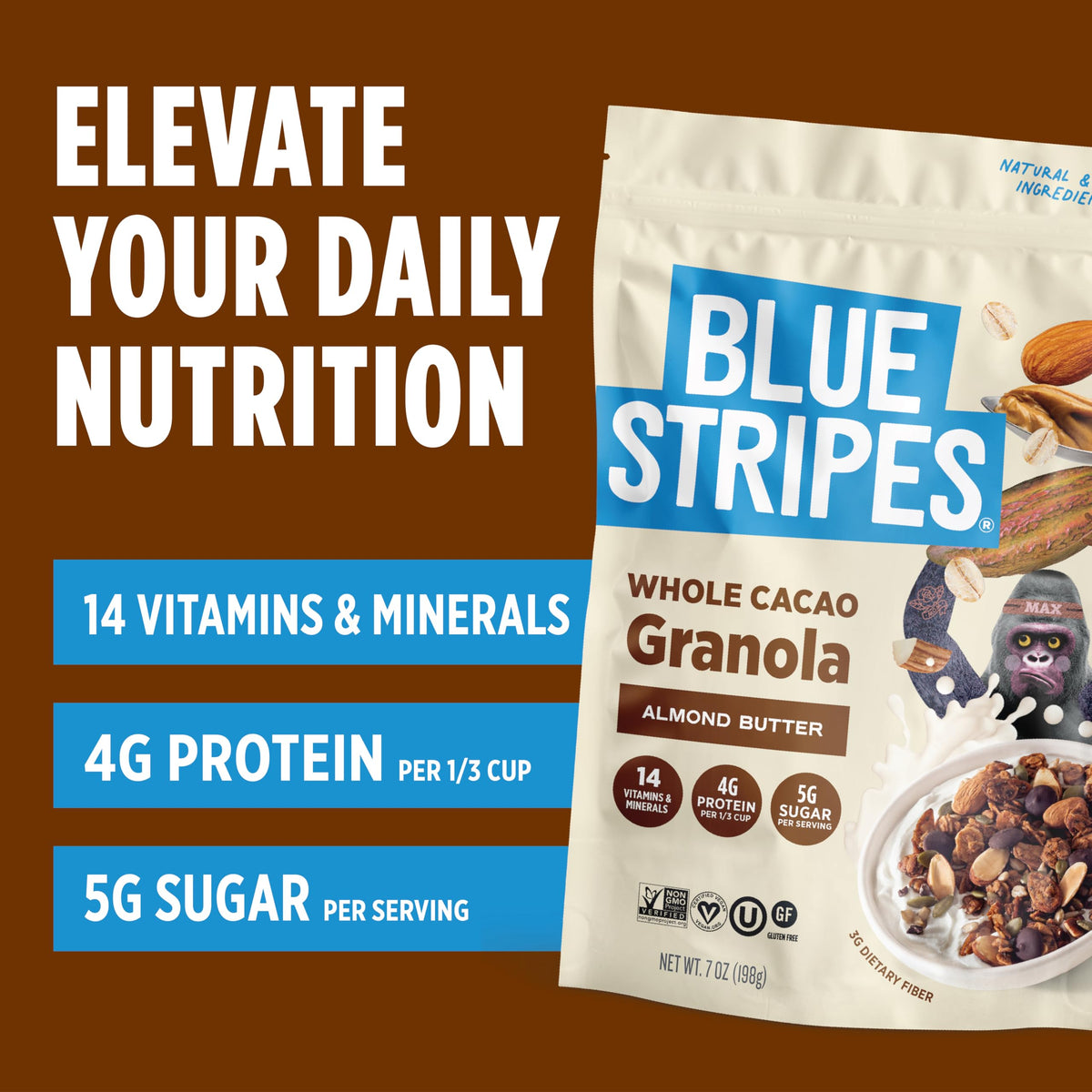 Blue Stripes Granola de Crema de Almendra y Cacao 198 g