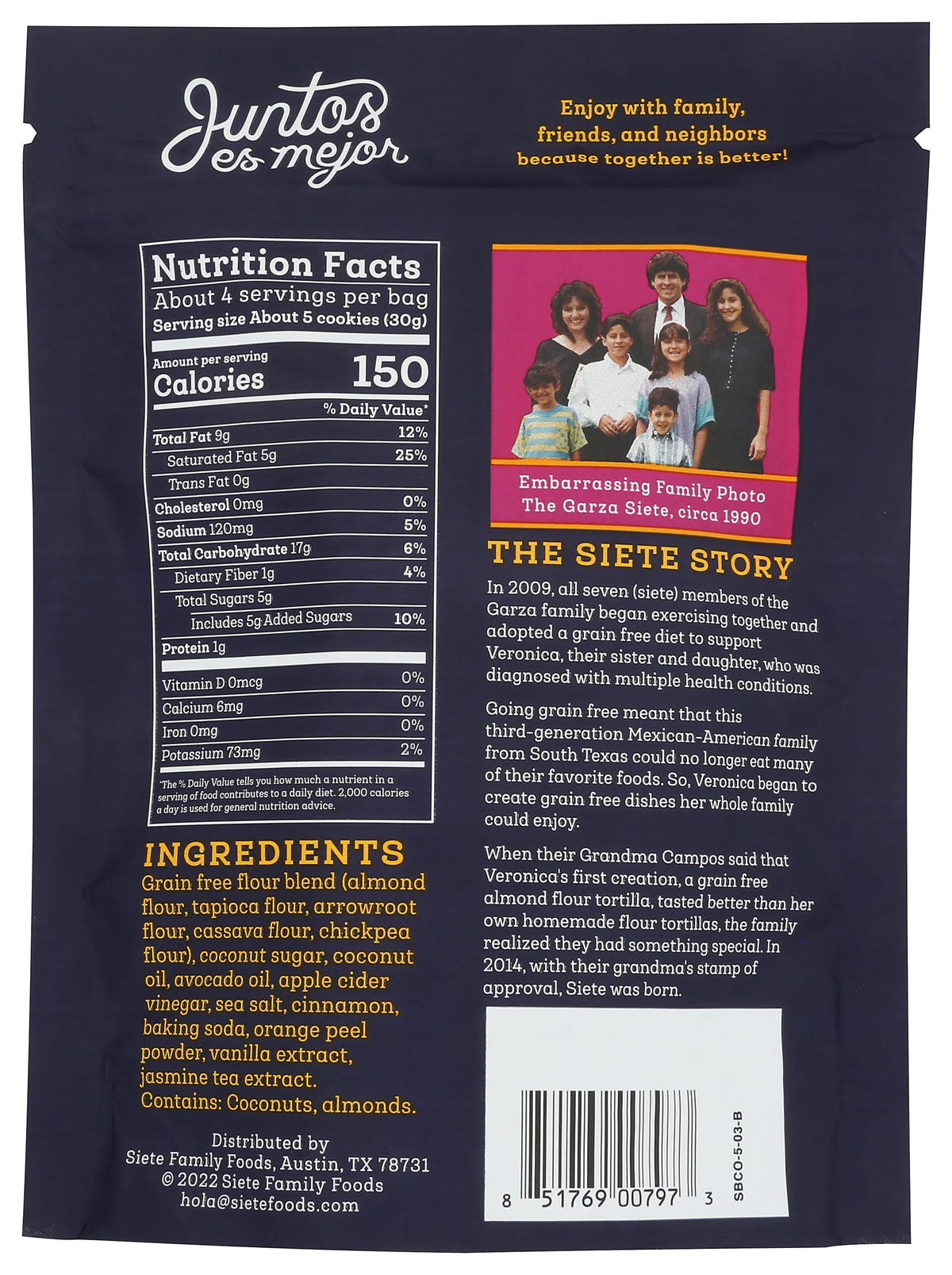 Siete Galletas de Mantequilla Mexicanas Sin Granos 128 g